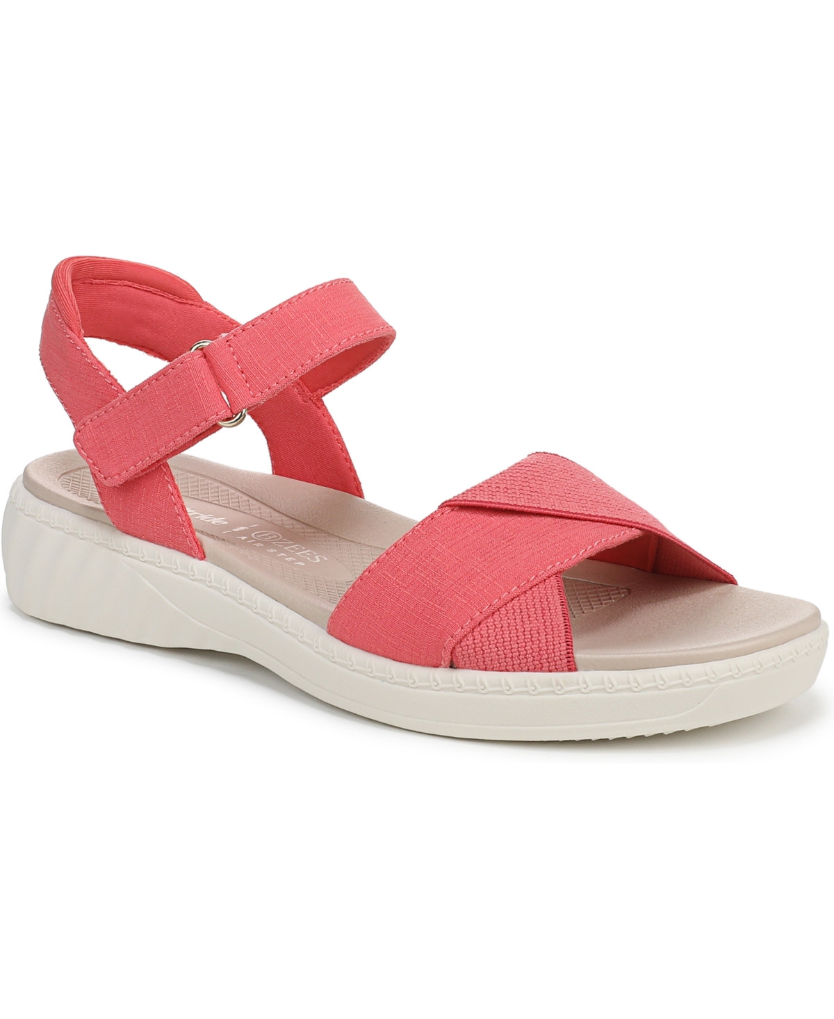 Bzees Lane Sandal In Coral Beach Stretch Denim Fabric