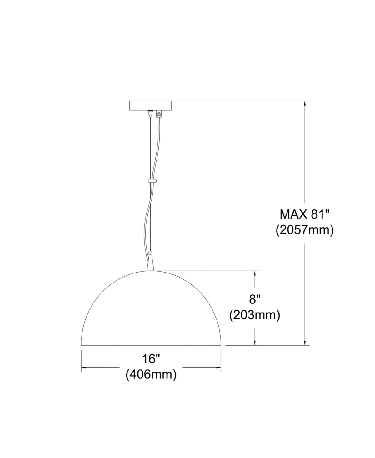 Dainolite 8" Metal Helsinki Led Pendant In Matte Black