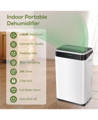 45Pints/Day Dehumidifier for Home, Basement & Garage, Low Noise, 6500ML Water Tank, Auto Drain Hose, Intelligent Humidity Control