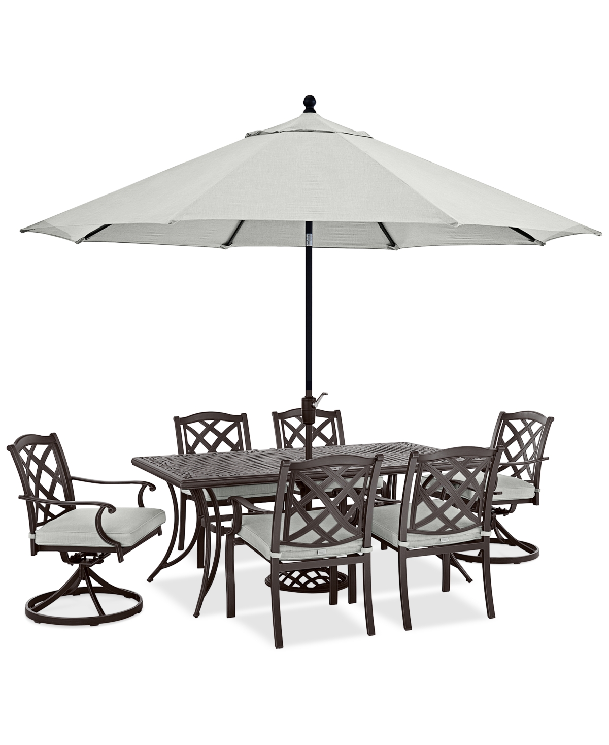 Agio Wythburn Outdoor Dining 7 Pc Set (72"x38" Table & 6 Lattice Dining Chairs)