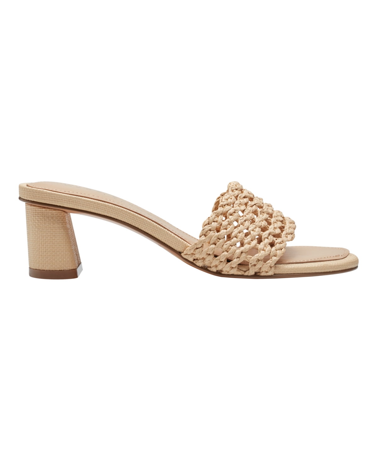 Marc Fisher Ltd Woven Block-heel Mule Sandals In Light Natural