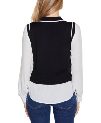 Women's Collared Two-Fer Sweater