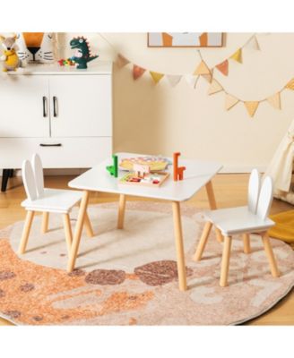 3 Pieces Kids Table and Chairs Set for Arts Crafts Snack Time