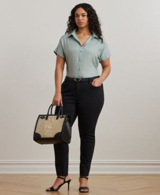 Plus Size Linen Dolman Sleeve Top 