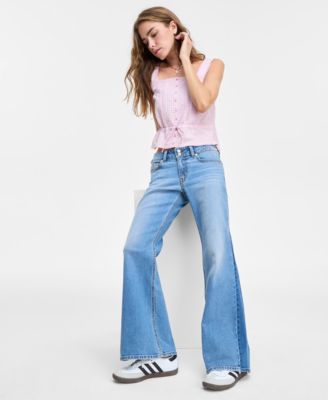 LEVI'S LEVIS WOMENS BRYNNLEY BLOUSE SUPERLOW FLARED LEG JEANS 