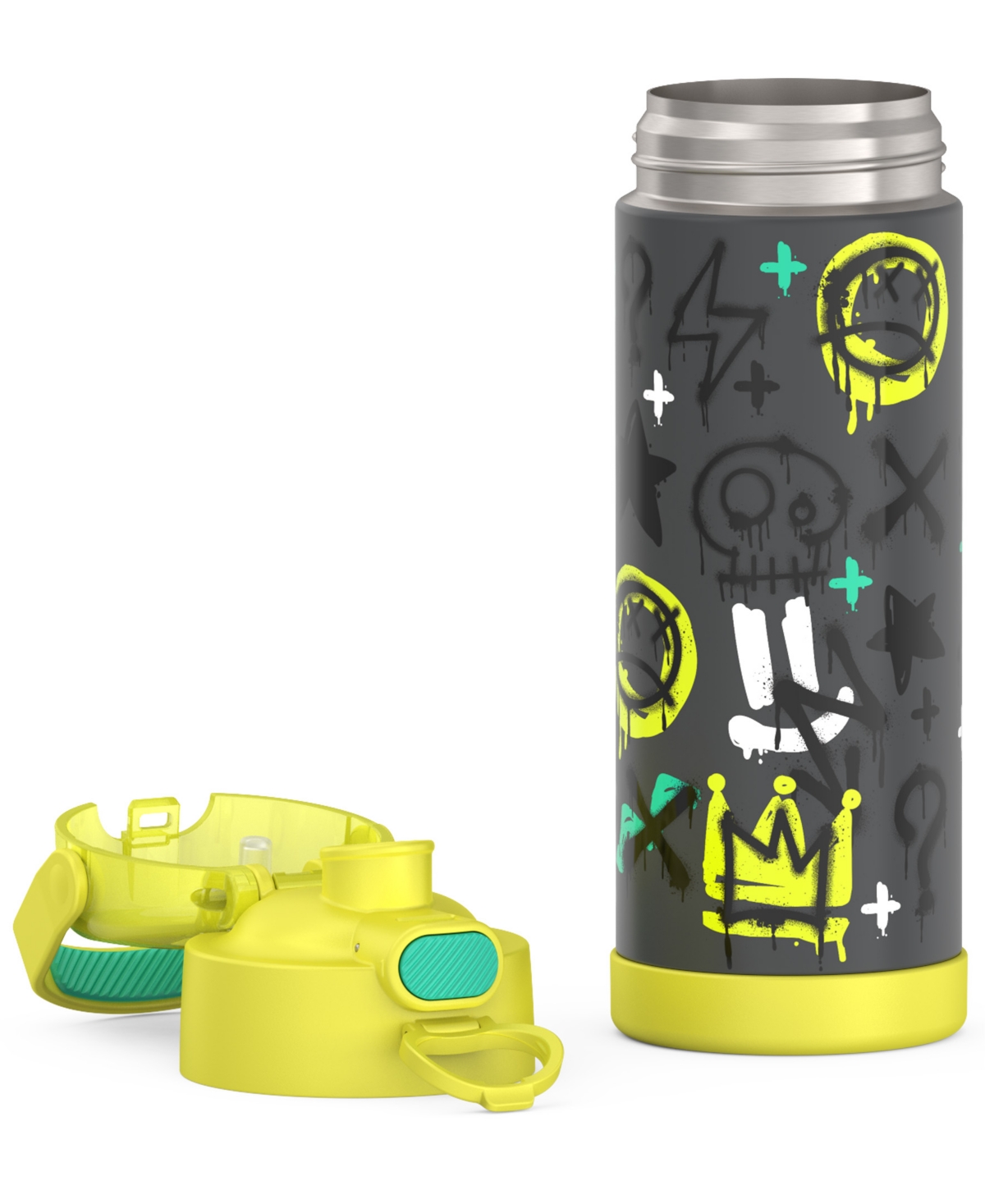 Thermos Funtainer 16 Oz. Water Bottle With Locking Lid In Graffiti Boy