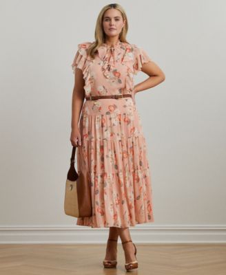 Plus Size Floral Blouse Tiered Skirt