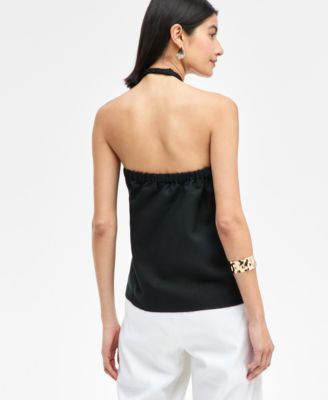 Women's Linen-Blend Braided Halter Top, Exclusively at Macy's