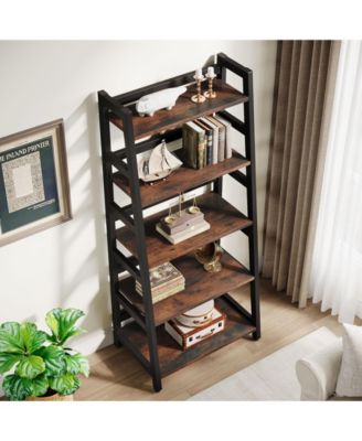5-Tier Bookshelf Modern Bookcase, 5 Shelf Ladder Shelf Book Storage Shelf Organizer for Living Room, Home Office