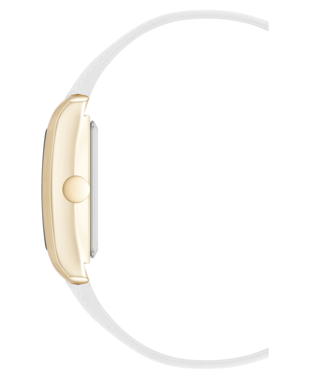 Nine West Women's Quartz Rectangular Gold-tone And White Polyurethane Leather Band Watch, 22mm In White,gold-tone