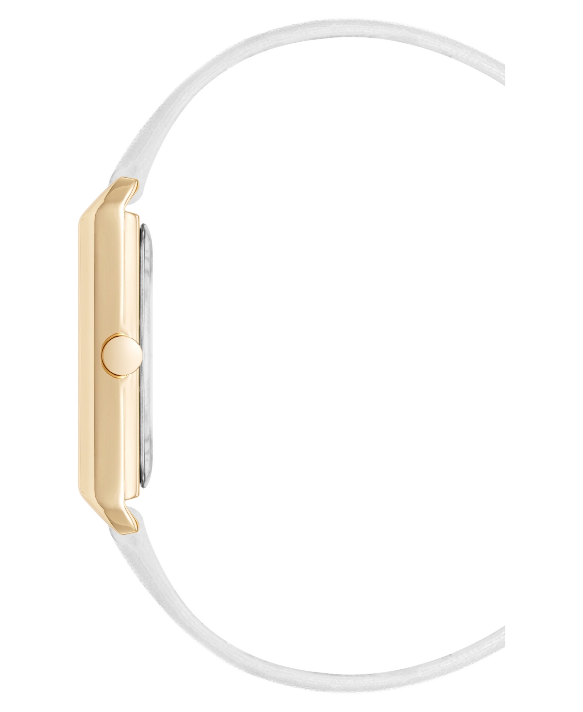 Nine West Women's Quartz Rectangular Gold-tone And White Polyurethane Leather Band Watch, 26mm In White,gold-tone
