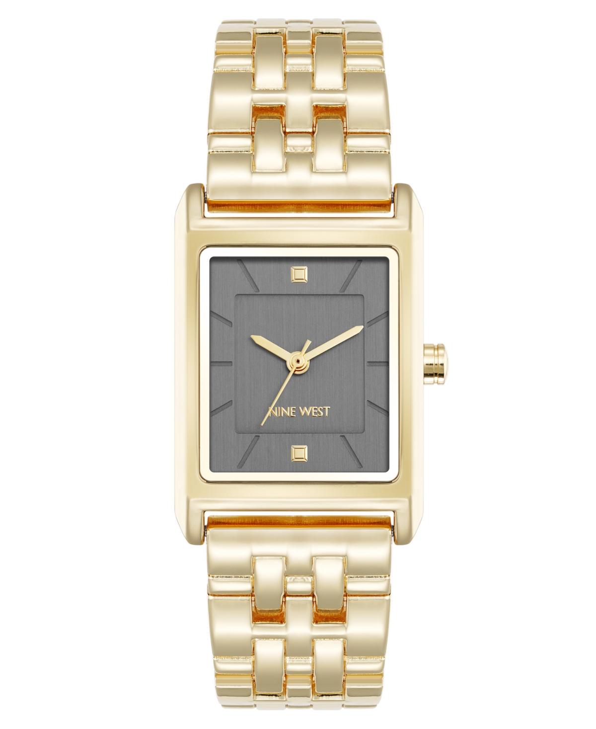 Women's Quartz Rectangular Gray and Gold-Tone Metal Alloy Watch, 24mm - Gray, Gold-Tone