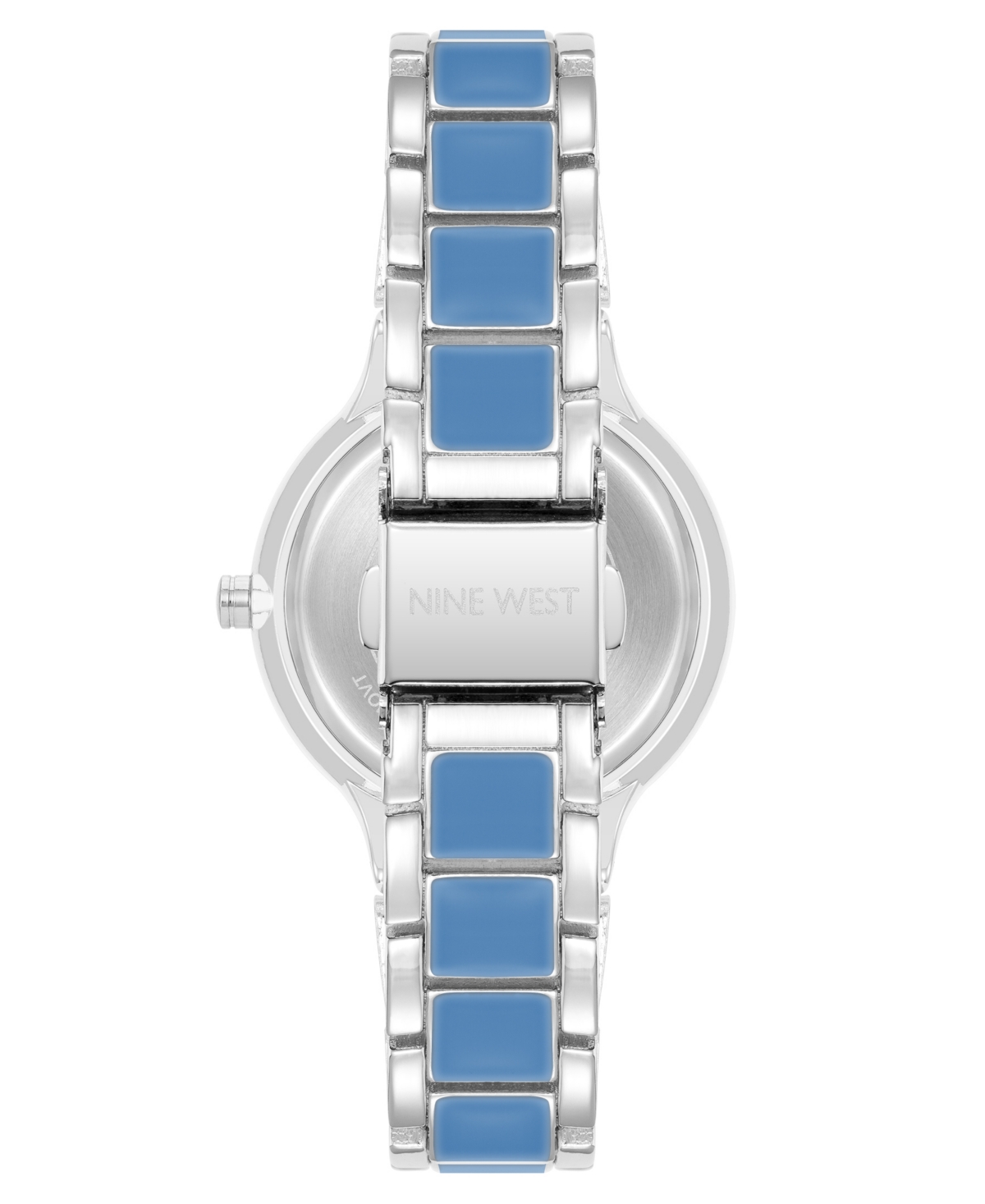 Shop Nine West Women's Quartz Round Light Blue Enamel And Silver-tone Metal Alloy Watch, 32mm In Light Blue,silver-tone