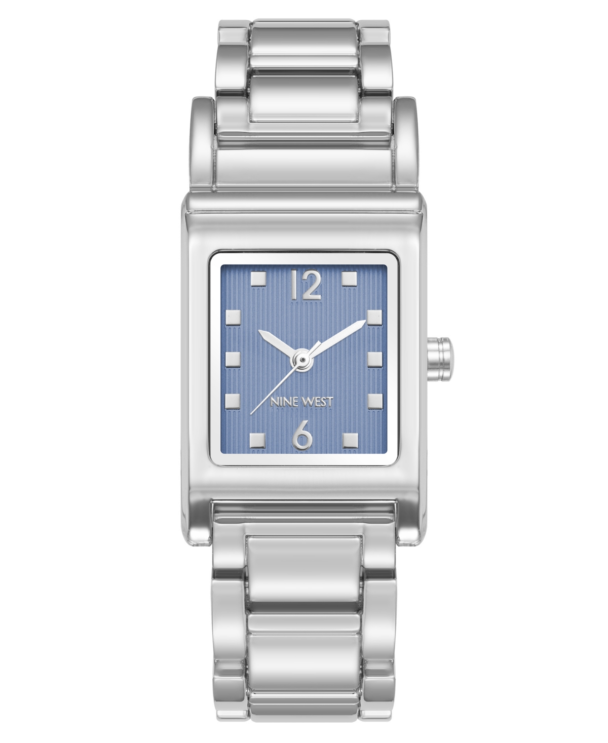 Shop Nine West Women's Quartz Everyday Rectangular Light Blue And Silver-tone Metal Alloy Watch, 22mm In Light Blue,silver-tone