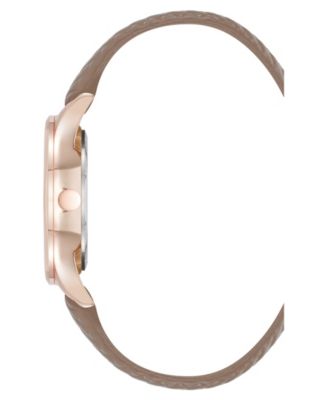 Women's Quartz Boyfriend Rose Gold-Tone and Tan Polyurethane Leather Band Watch, 35mm