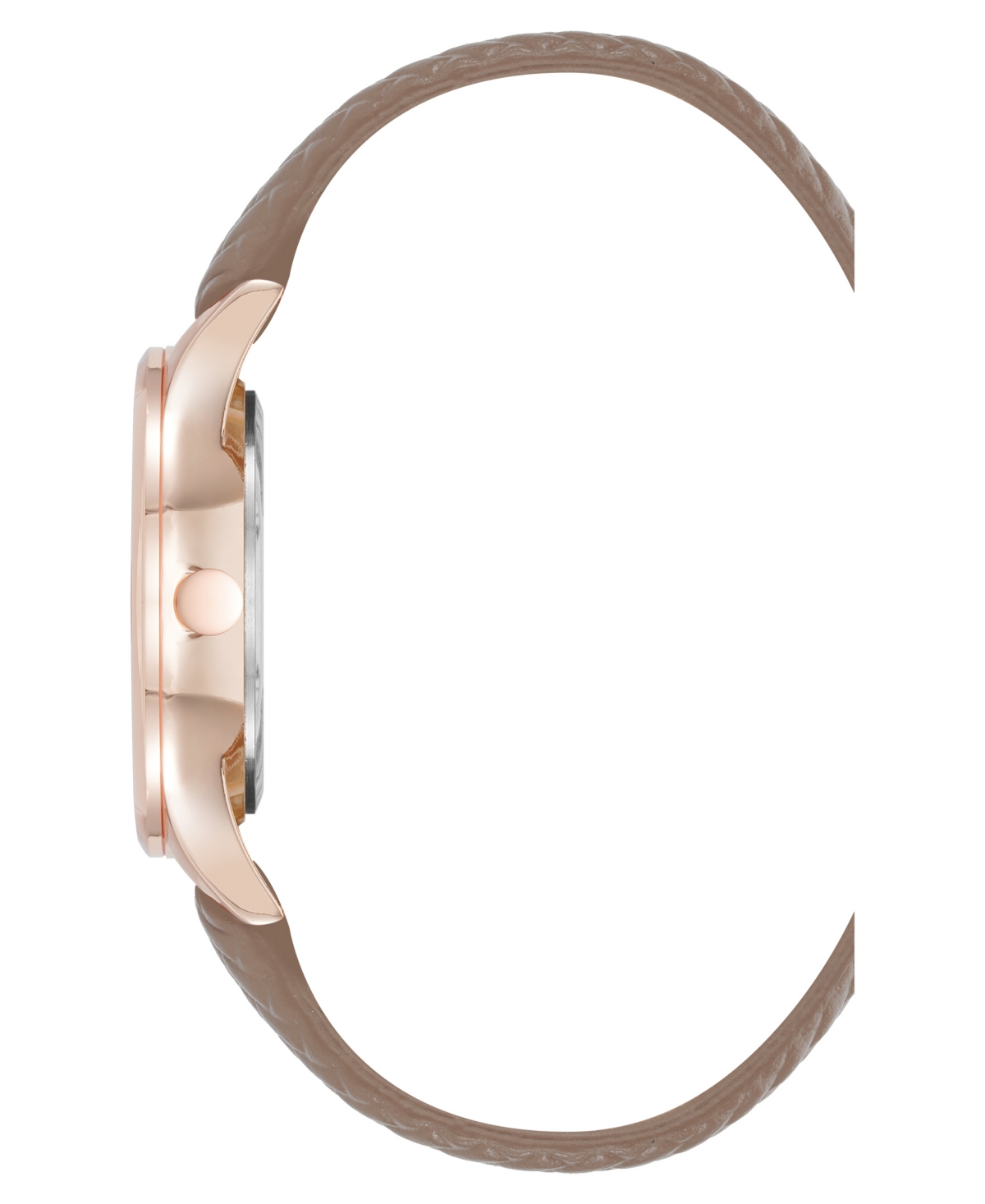Nine West Women's Quartz Boyfriend Rose Gold-tone And Tan Polyurethane Leather Band Watch, 35mm In Tan,gold-tone