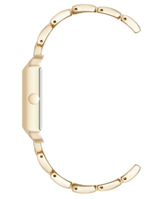 Women's Quartz Rectangular Gold-Tone Metal Alloy Bracelet Watch, 24mm