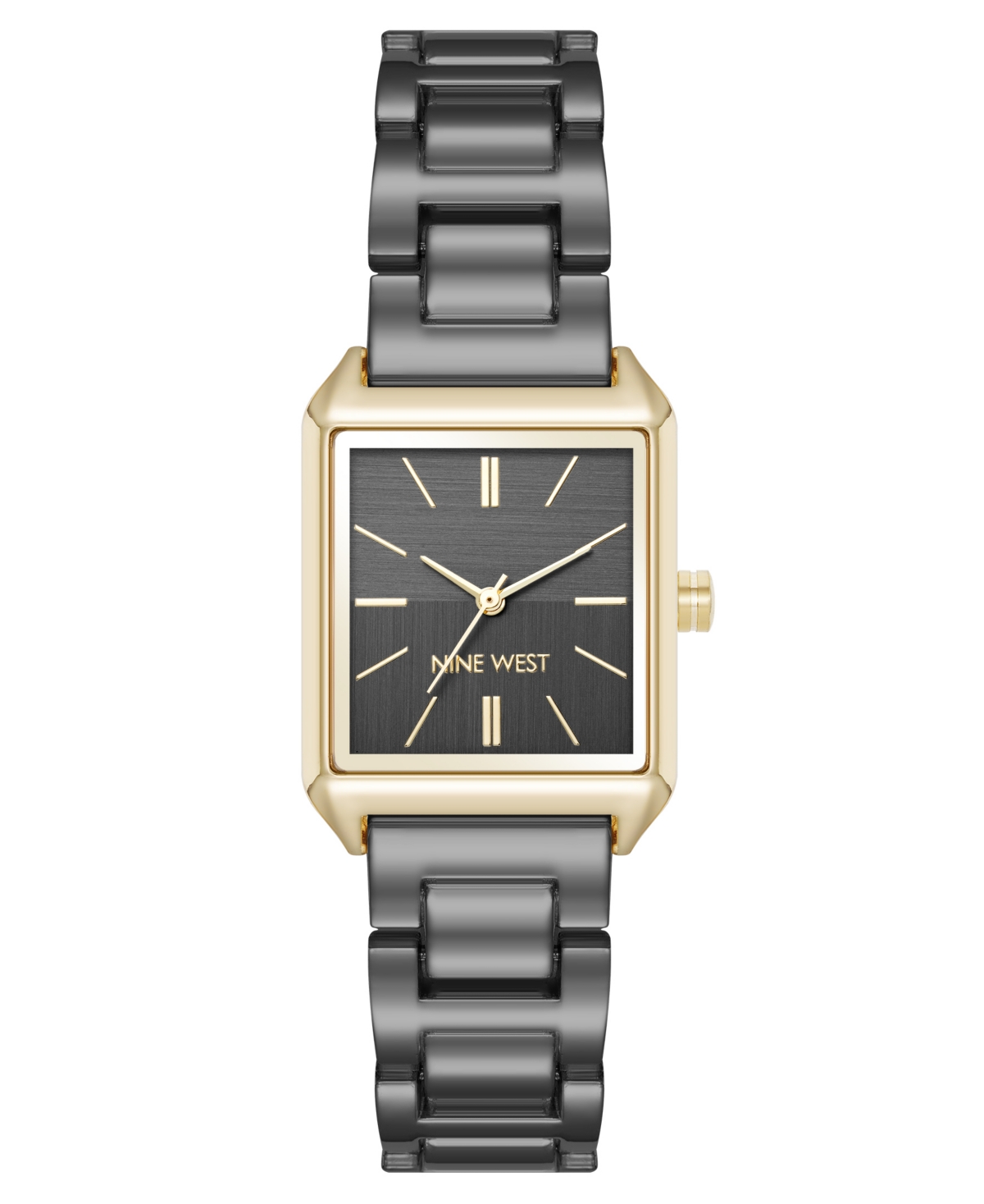 Women's Quartz Rectangular Gray and Gold-Tone Metal Alloy Bracelet Watch, 24mm - Dark Gray, Gold-Tone