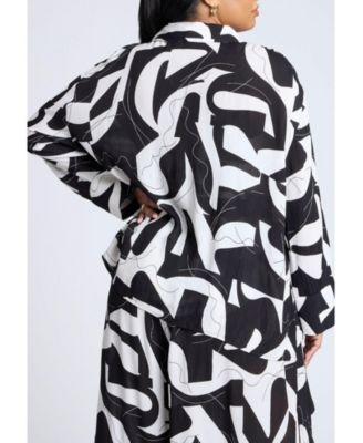 Women's Plus Size Printed Cover-Up Top