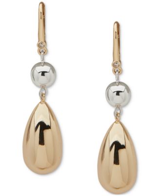 DKNY - Two-Tone Puffy Double Drop Earrings