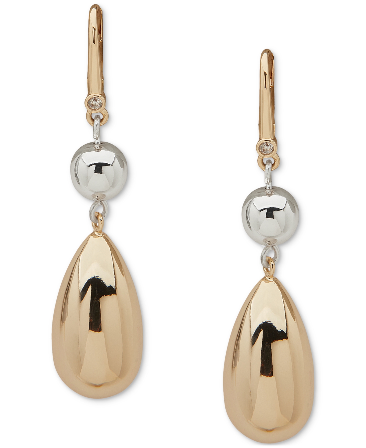 Shop Dkny Two-tone Puffy Double Drop Earrings In Ttone
