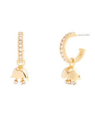 COACH Faux Stone Floral Huggie Hoop Earrings - Macy display picture 3
