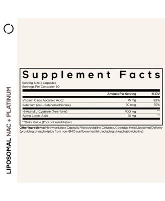 Liposomal NAC+ Platinum, N-Acetyl L-Cysteine, Vitamin C, Alpha Lipoic Acid, Selenium, 120 ct