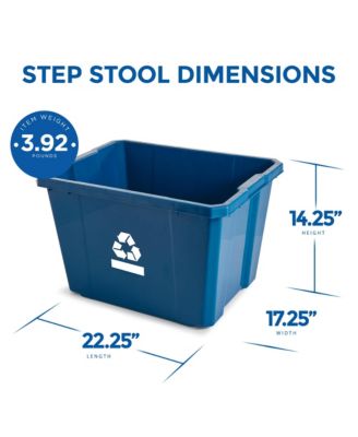 Medium Curbside Blue Box Plastic 17 Gallon Home Recycling Bin