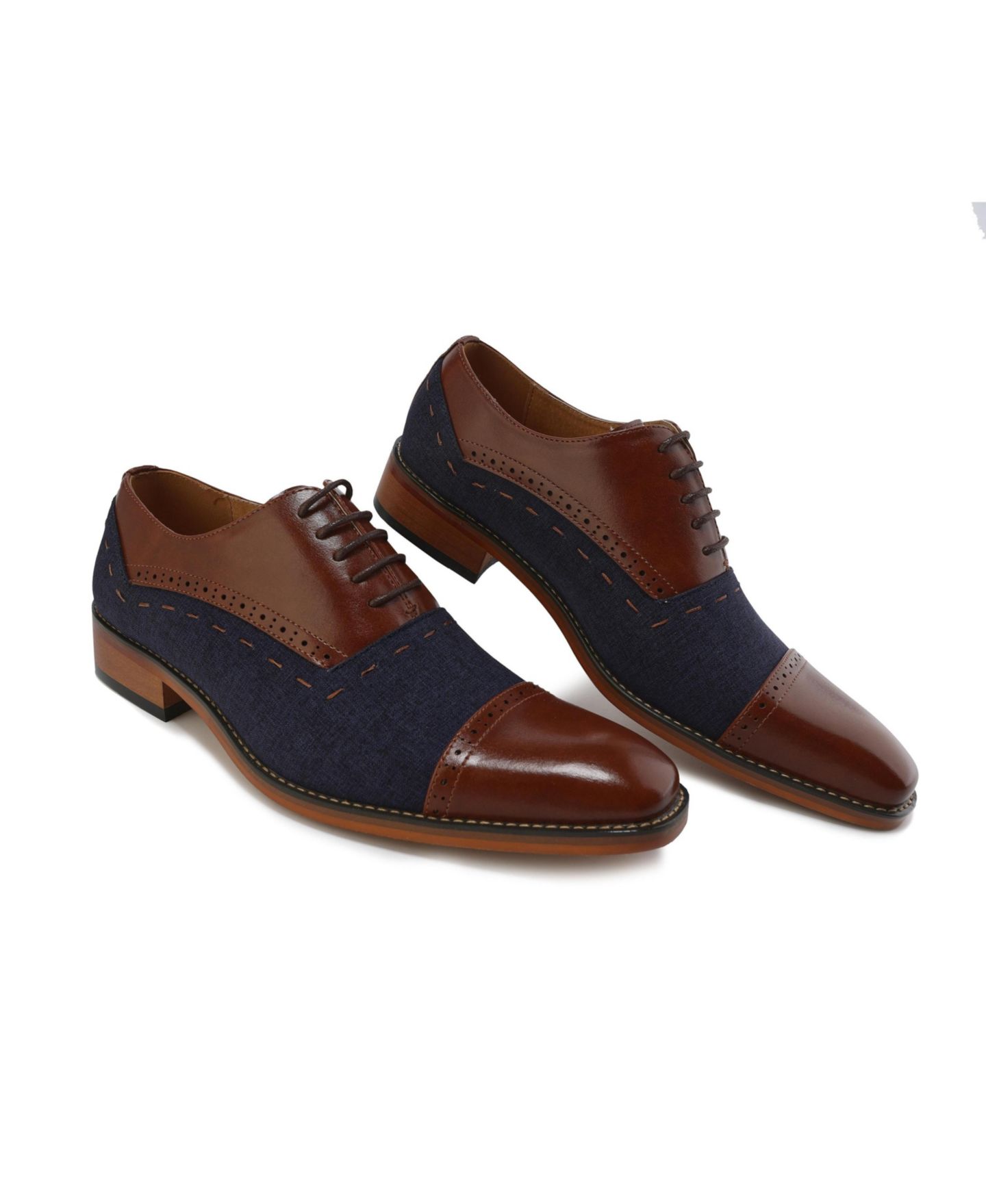 Gino Vitale Lace-Up Cap Toe Oxford, цвет: Коричневый / Синий — фото 2