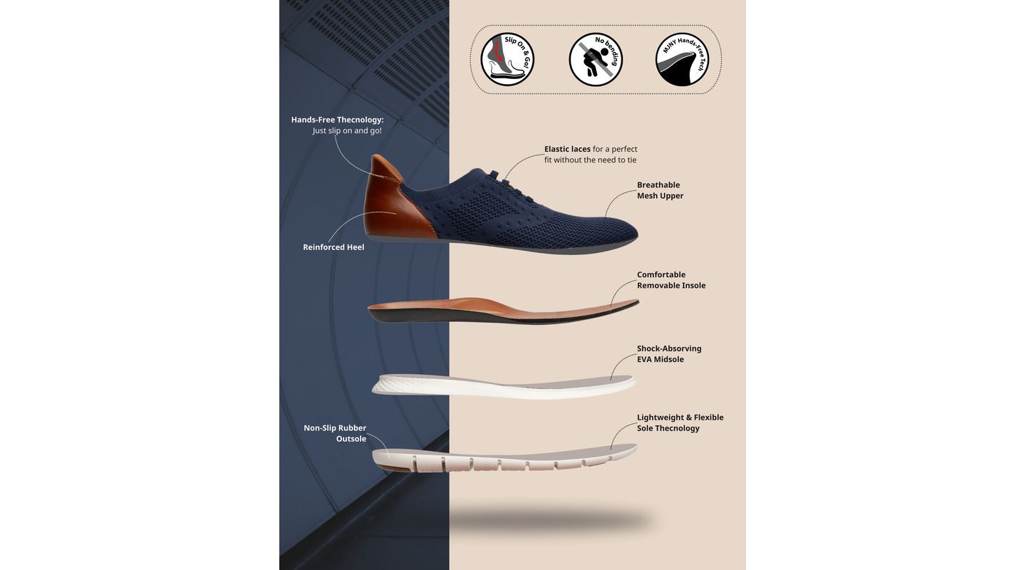 Мужские кроссовки Marc Joseph New York Victory Street Hands-Free Slip On Technology Lightweight Mesh Oxfords, цвет: Чёрный, вариант 1 — фото 7