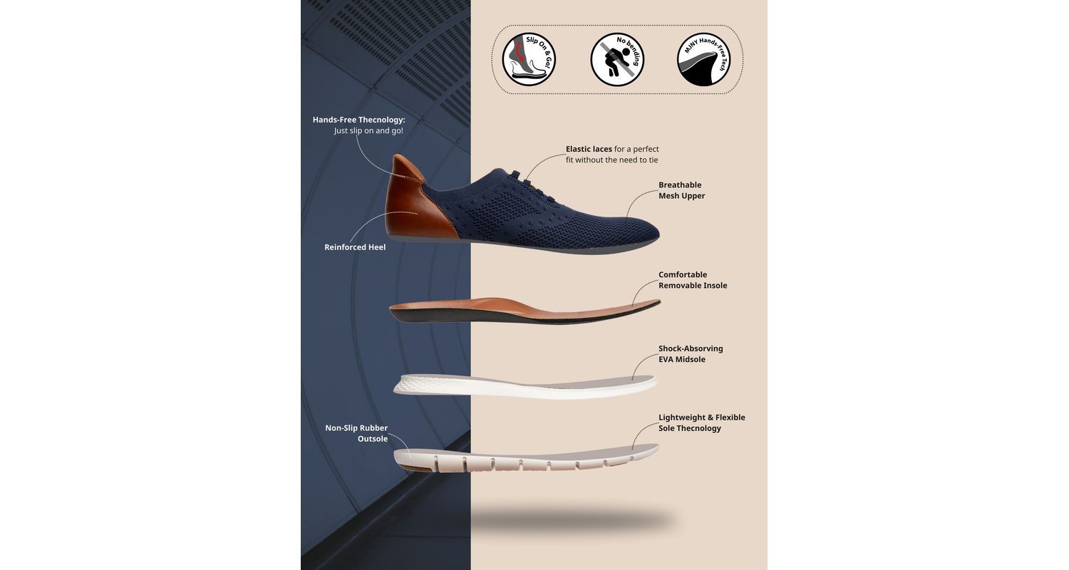 Men's Victory Street Hands-Free Slip On Technology Lightweight Mesh Oxfords