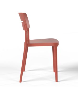 Outdoor Modern Stackable Plastic Patio Dining Chairs (Set of 2)