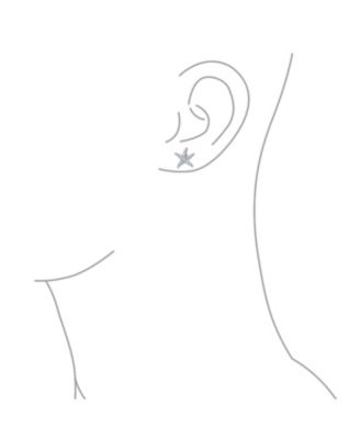 Delicate Nautical Beach Pave CZ Cubic Zirconia Starfish Stud Earrings 14K Rose Gold Plated .925 Sterling Silver