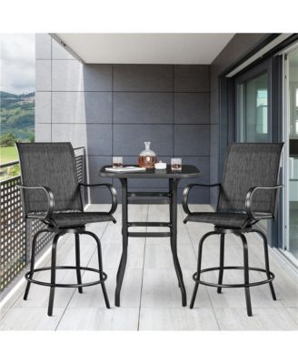 2pcs Quick-dry Patio Swivel Texteline Bistro Chairs, Brown