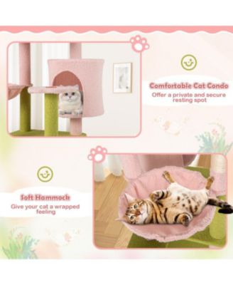 Multi-Level Aesthetic Floral Cat Tree Stylish & Cozy Kitten Tower for Indoor Cats