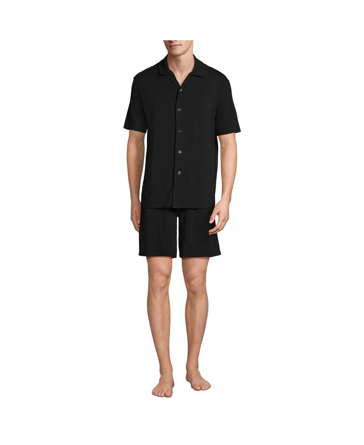 Men's Short Sleeve Cooling Knit Pajama Short Set - Slate blue