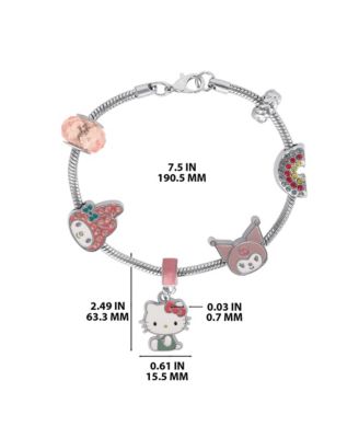 Sanrio Charm Bracelet Hello Kitty, My Melody & Kuromi, Rainbow Beaded Bracelet