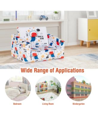 2-in-1 Convertible Kids Sofa with Velvet Fabric