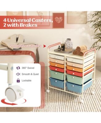 12 Drawers Rolling Cart Storage Scrapbook Paper Organizer Bins-Deep