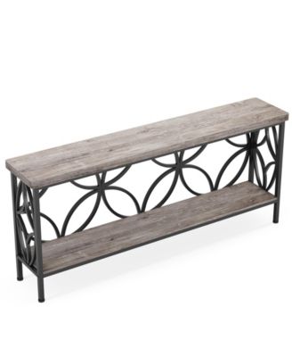 70.9-Inch Narrow Sofa Table, Industrial Long Sofa Table, Entry Console Table with Storage for Entryway, Living Room, Foyer, Unique Design