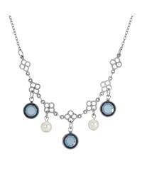 Silver-Tone Crystal Faux Cultivated Pearl Bib Necklace