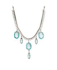 Aqua Crystal Statement Drop Necklace