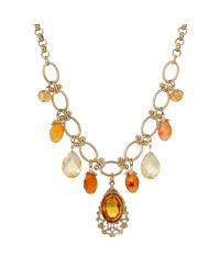 Topaz Crystal Glass Bead Bib Necklace