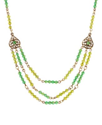 Lantern Bead Triple Drop Necklace