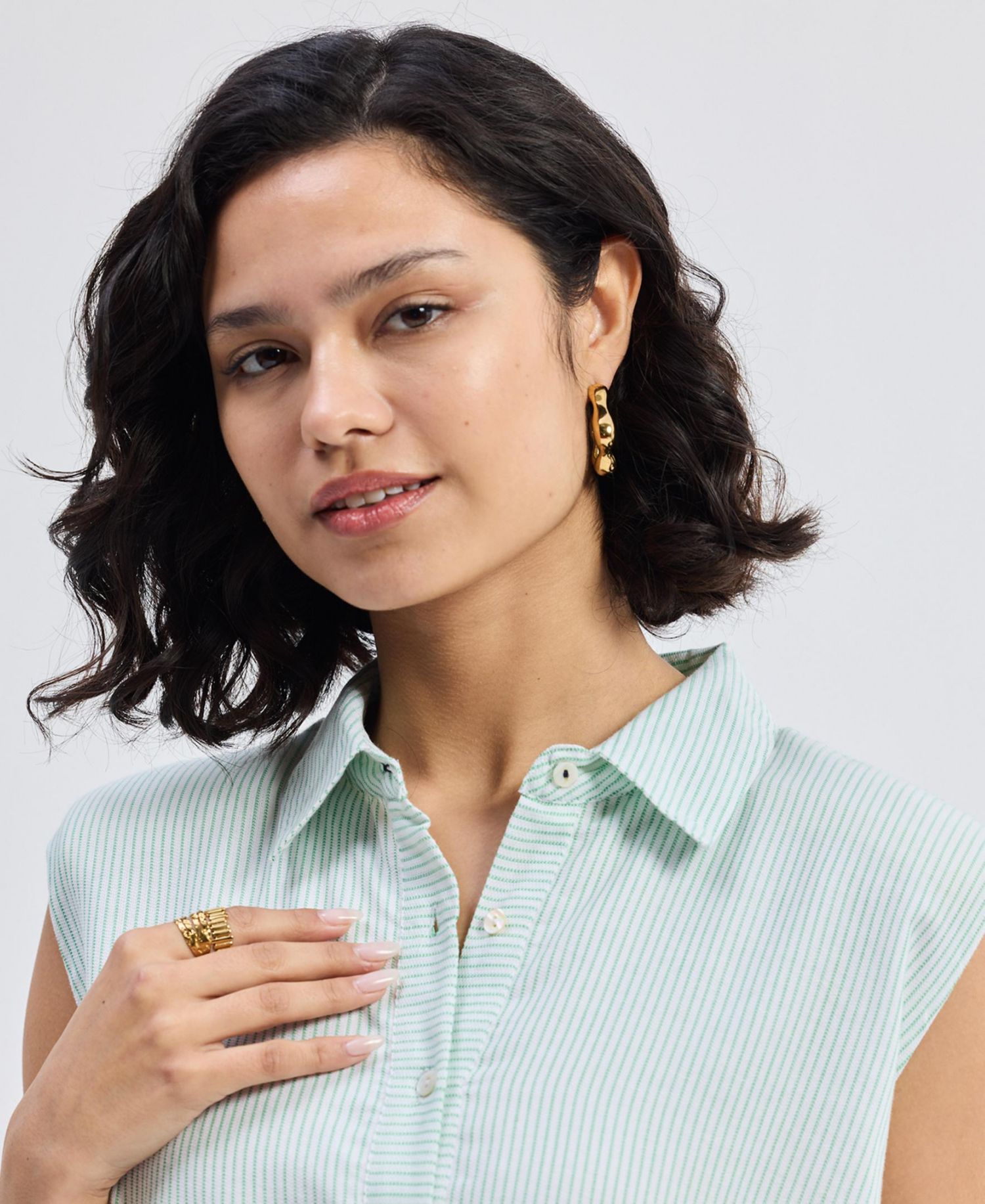 Women's Drawstring Shirt Dress in Stripes