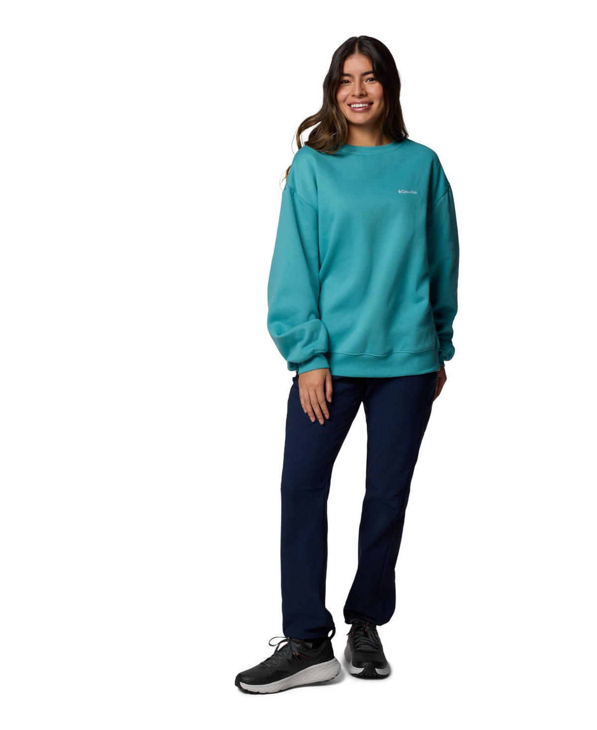 Shop Columbia Women's Aldermore Crewneck Long-sleeve Sweatshirt In Teal