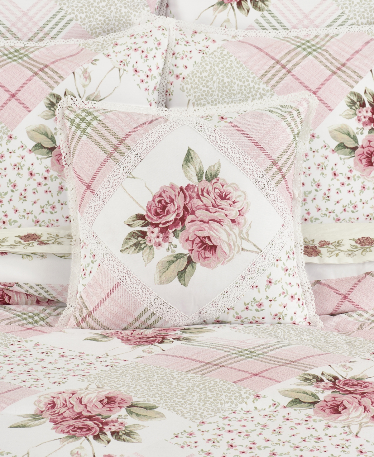 Shop Royal Court Bungalow Patchwork Floral Decorative Pillow, 16" X 16" In Rose