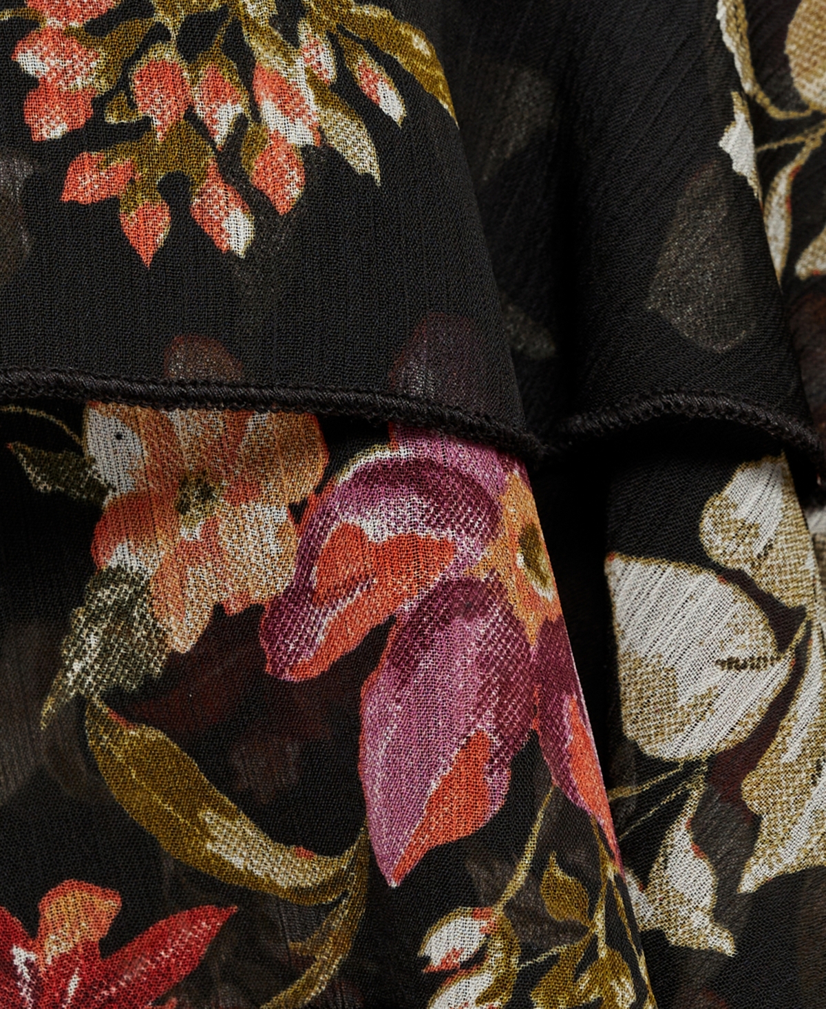 Mango Floral Ruffled Blouse Black In Black