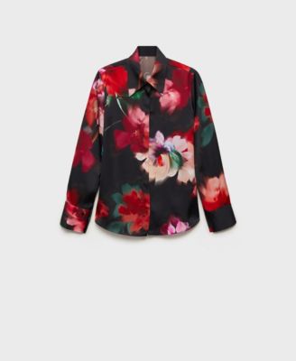 MANGO - Women's Satin Print Shirt