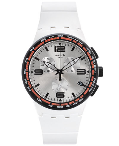 Swatch Unisex Swiss Chronograph Tech Mode White Rubber Strap Watch 42mm SUSW405